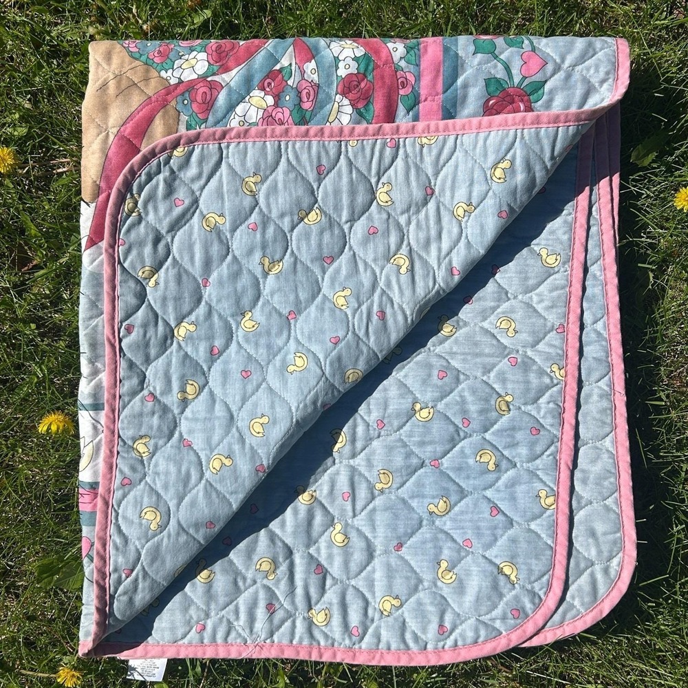 Vintage Daisy Kingdom‎ Goose Bear Ducks Baby Blanket Quilted 35"x41" Cottage 90s - Picture 5 of 10